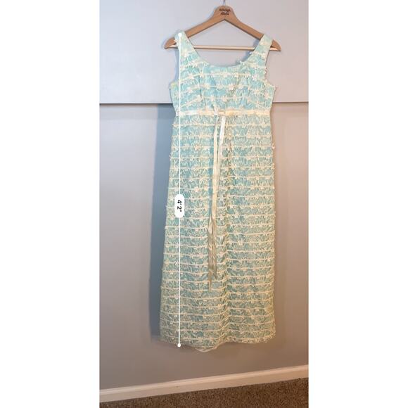 Vintage Handmade Regency Style Floral Lace Blue A-Line Dress SZ S | Bridgerton - Picture 13 of 14